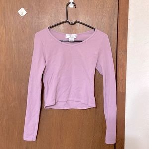 Ribbed Fitted Long Sleeve Top in Mauve Purple / Pink by Hippie Rose